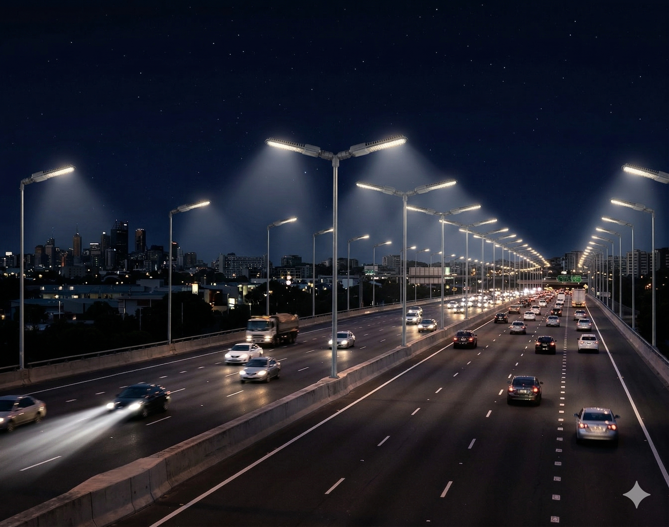Autopista iluminada con LED
